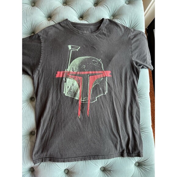 STAR WARS Boba Fett Mandalorian Helmet T Shirt Size M Black Official Licensed - Picture 2 of 4
